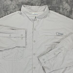 Columbia PFG Button Shirt Men 5X Gray Fishing Omni-Shade Lightweight Performance